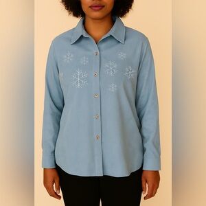 FINAL PRICE DROP Northern Reflections Snowflake Embroidered Blouse Size XL